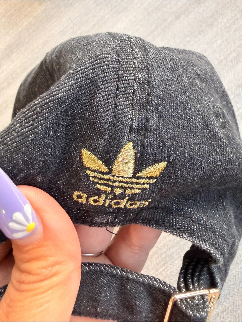 adidas Black Cap with Gold Trefoil Embroidery